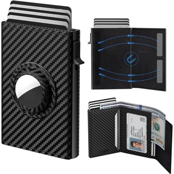Mens Wallet Card Holder for AirTag: Secure Holder for Apple Air Tag